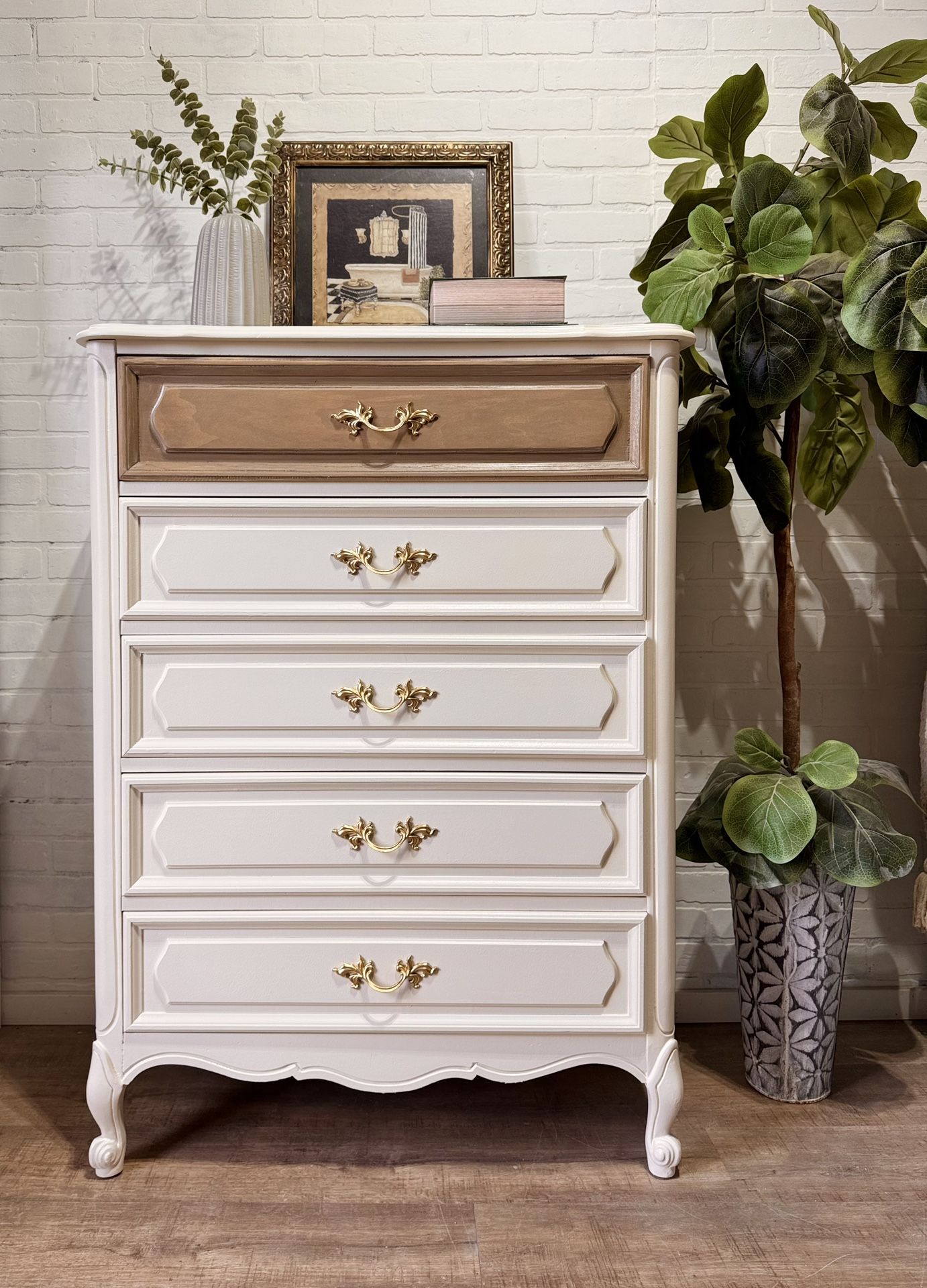 Vintage French Provincial Tall Dresser 5 Drawer By Henry Link 1970’s