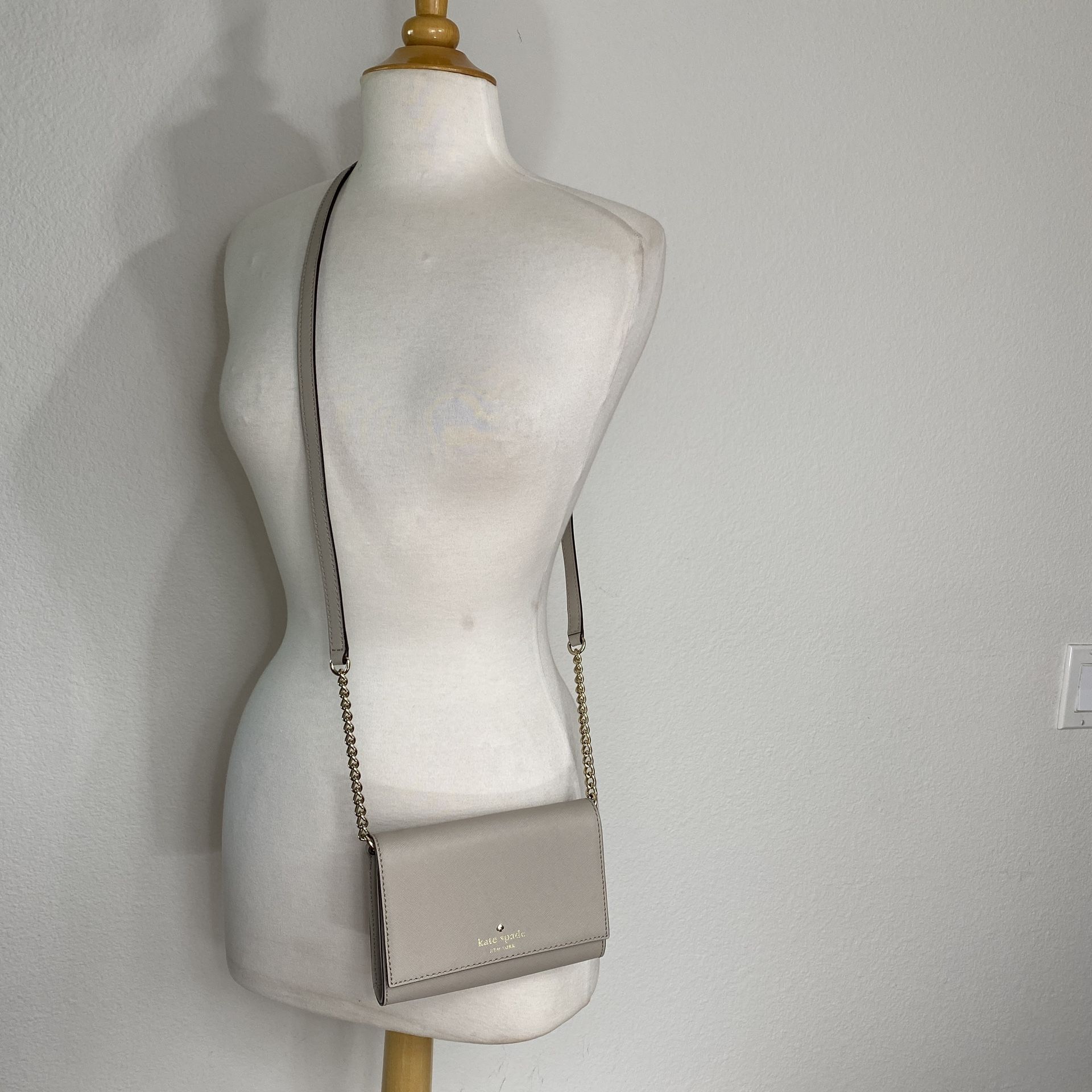 Kate Spade Women's Grey Leather Small Crossbody Purse