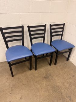 Set of 3 Metal Ladder-Back Dining Chairs