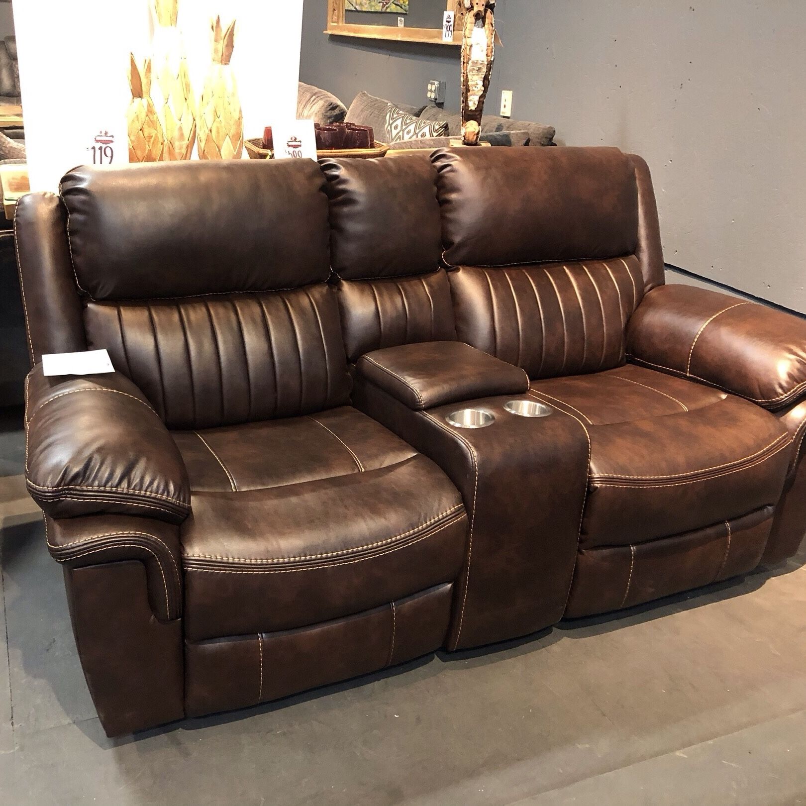 Brown High Performance Fabric Power/Manual Loveseat - Hampton