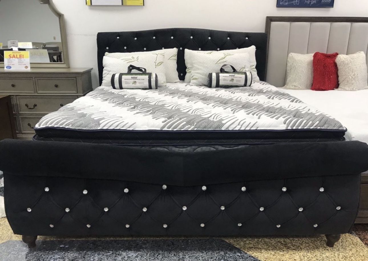 MODERN NEW BLACK QUEEN BED ON SALE ONLY $399. IN STOCK SAME DAY DELIVERY 🚚 EASY FINANCING