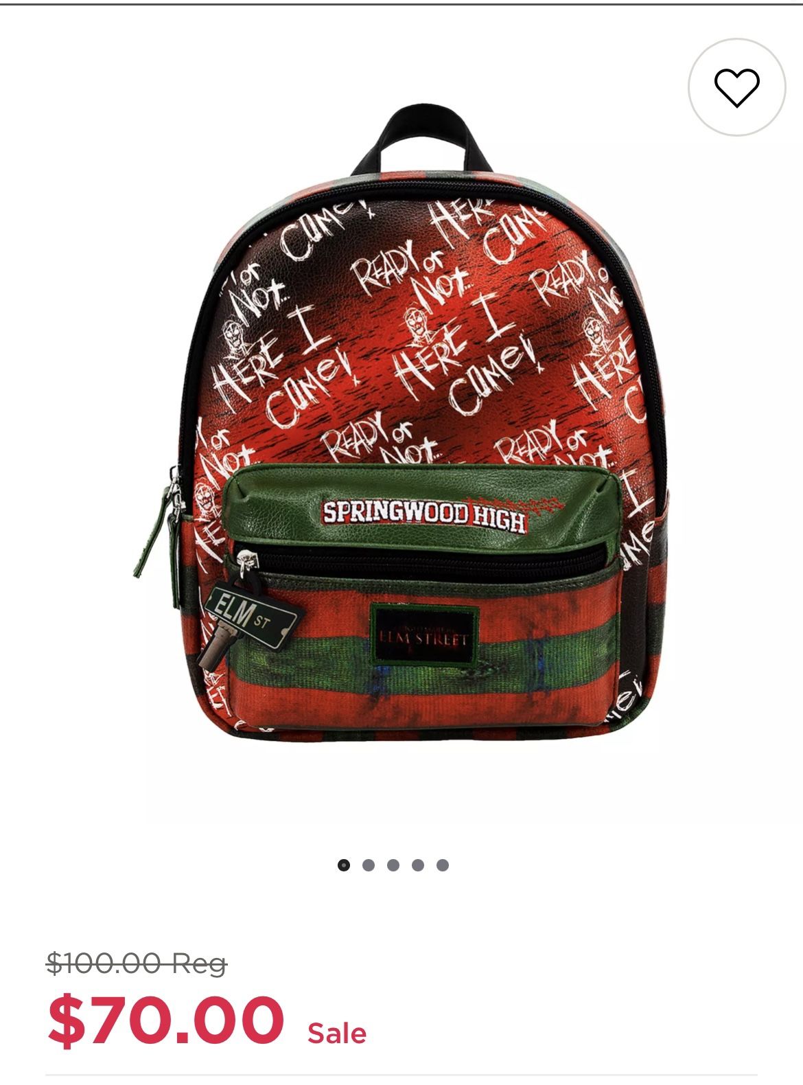 Nightmare on Elm Street Mini Backpack, $20