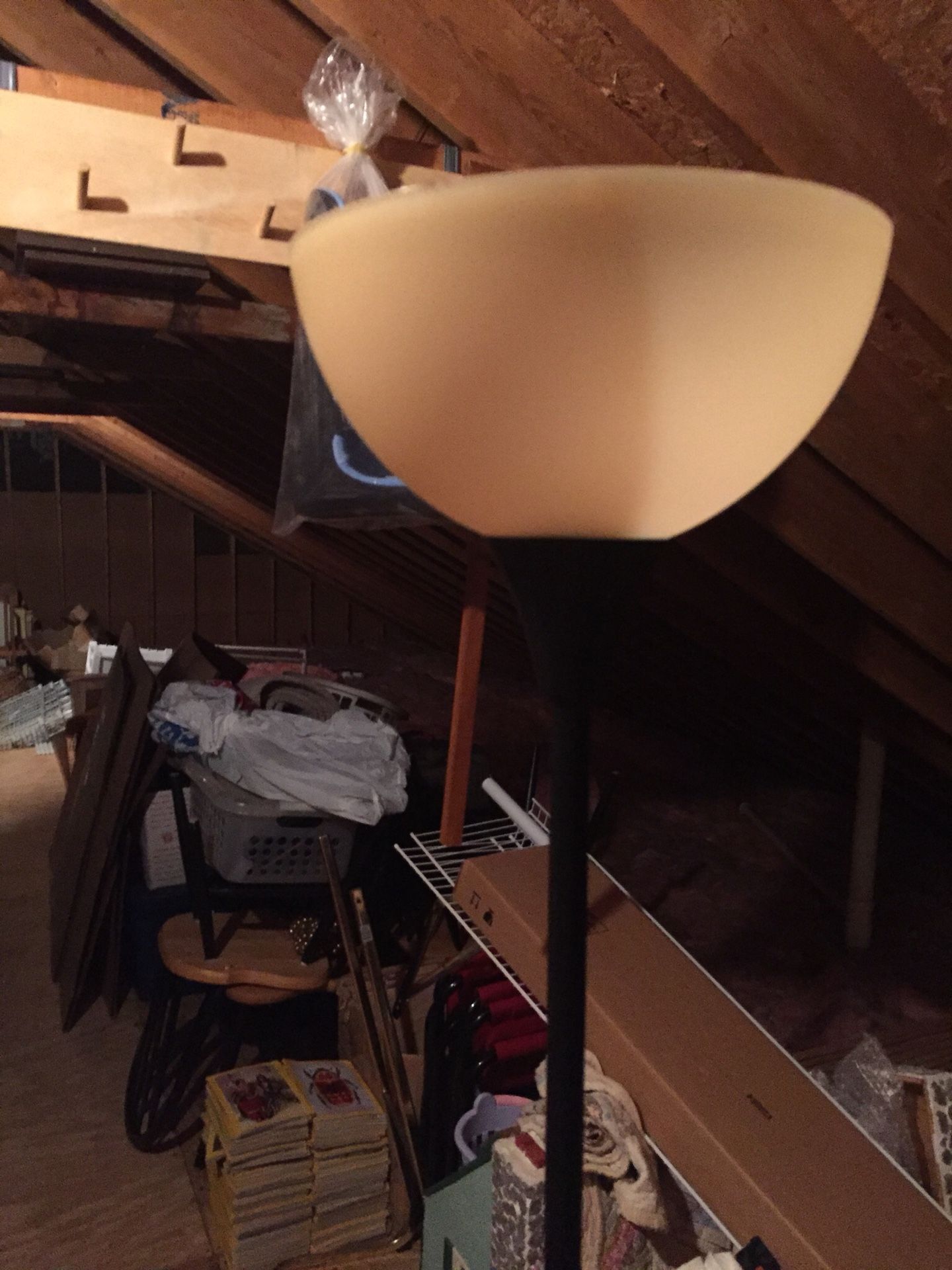 Black lamp with beige/brownish shade