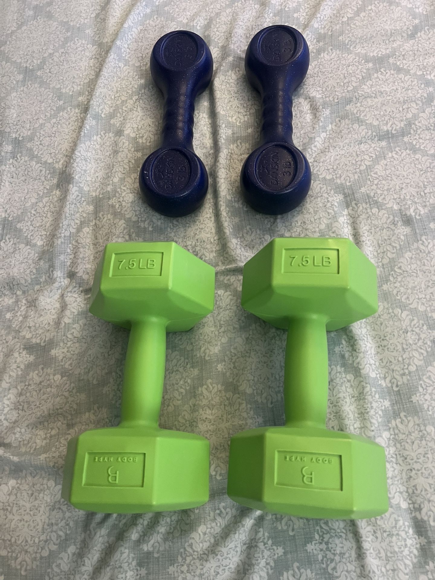 Fitness Dumbbell  7.5 LB Set  And  3 LB Set