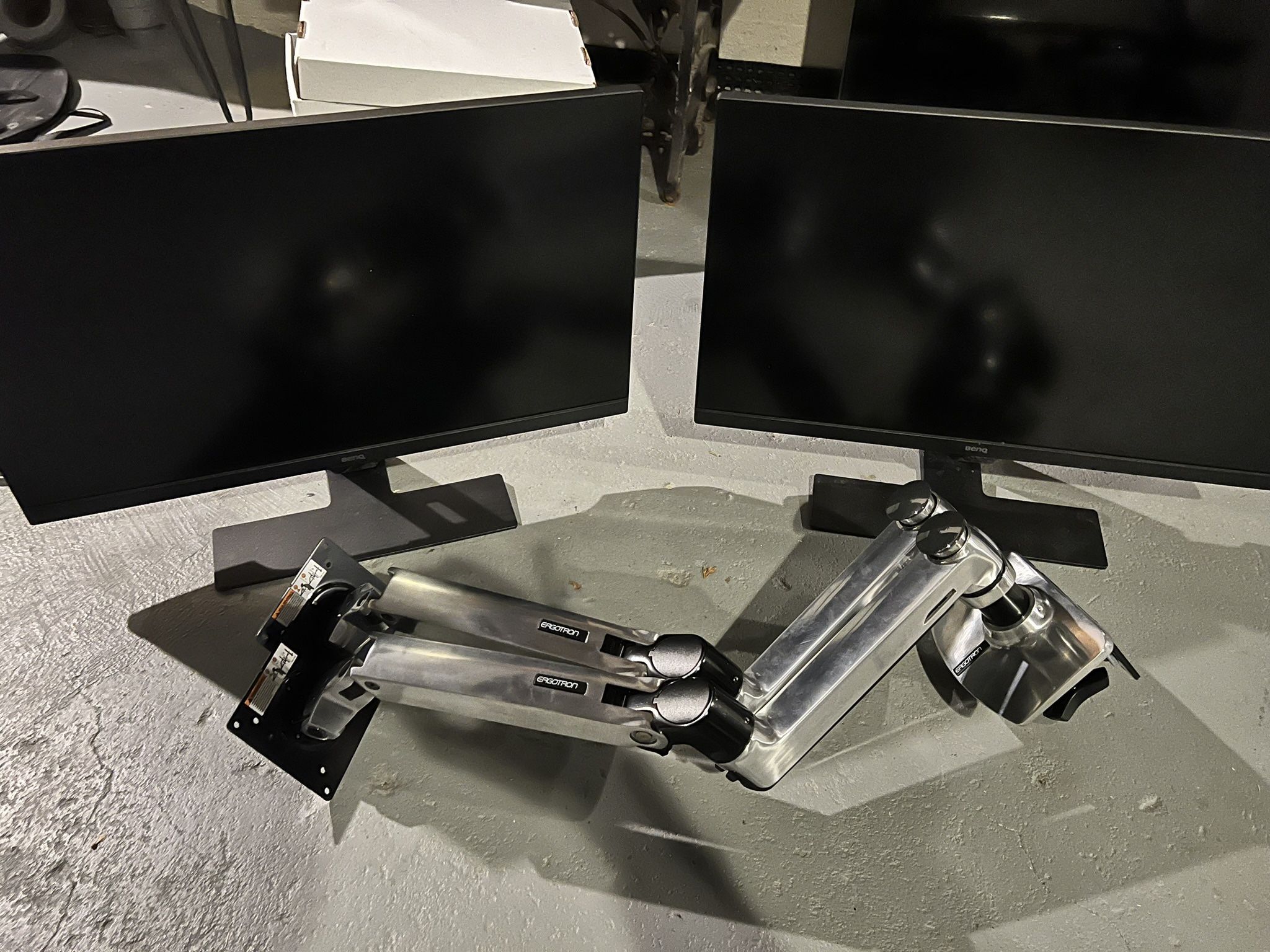 2 Benq 27” Monitors And Ergo Monitor Arm