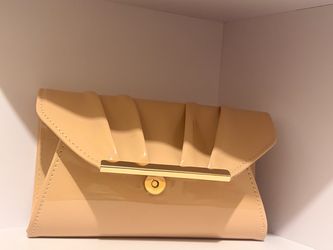 Nude Patent Leather Envelope Clutch