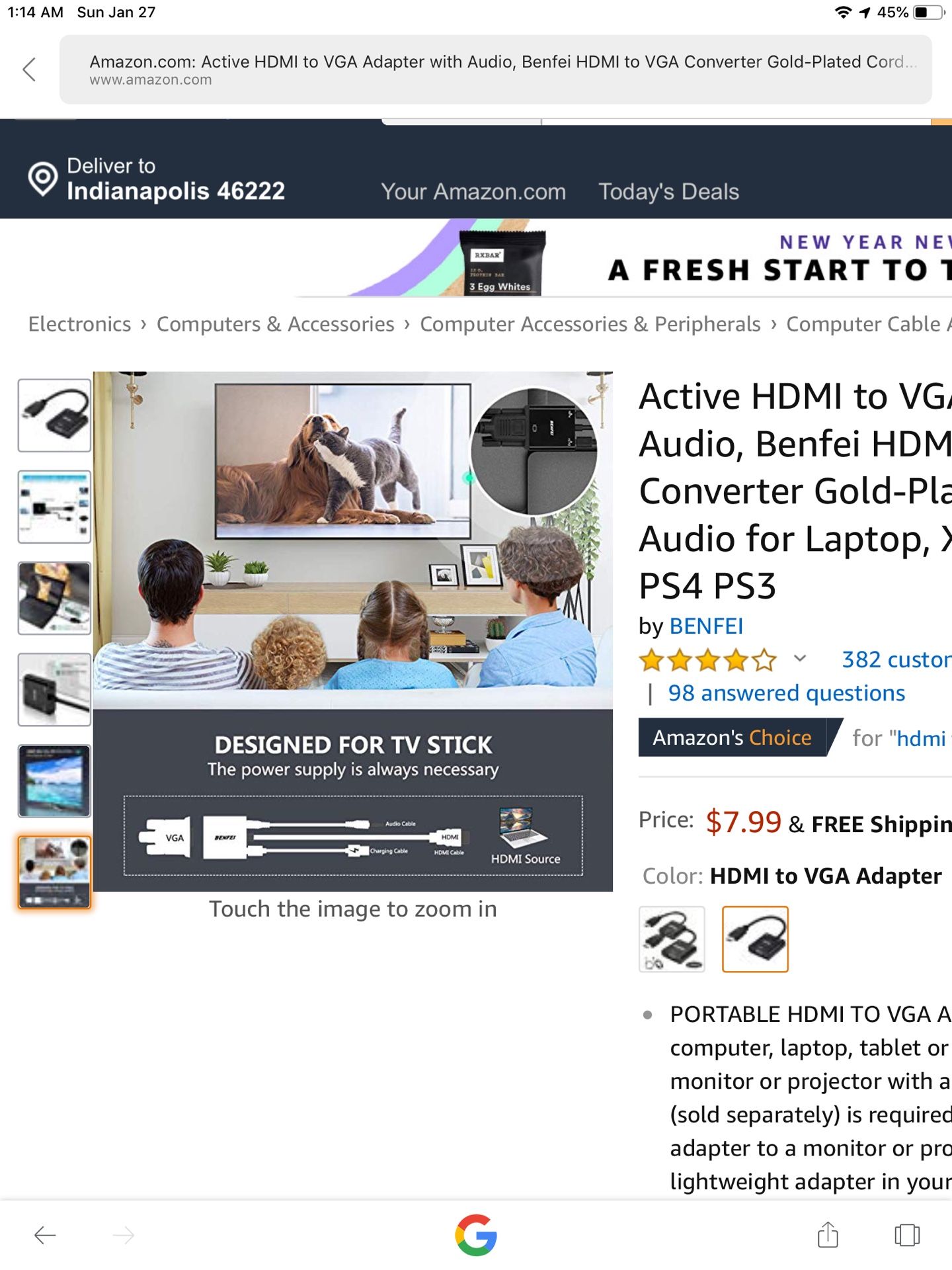 DMI to VGA, Moread Gold-Plated HDMI to VGA Adapter (Male to Female) for Computer, Desktop, Laptop, PC, Monitor, Projector, HDTV, Chromebook, Raspberr