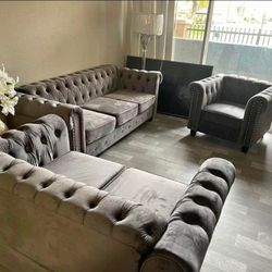 ELEGANT DESIGN BRAND NEW GREY SOFA AND LOVESEAT SET SAME DAY DELIVERY 