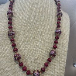 RED Glass Bead and CLOISONNÉ Enamel Beads $50