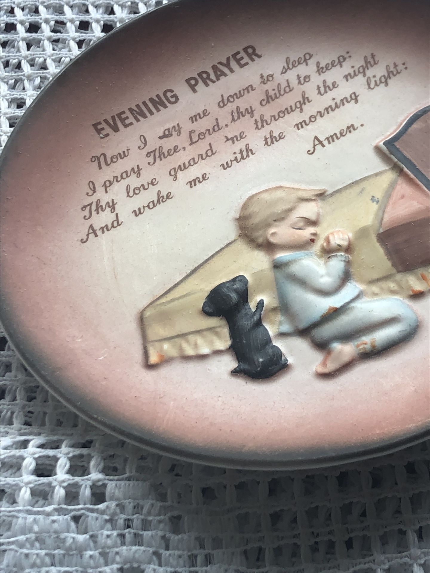 Vintage prayer plate great teaching tool 7 inches no chips