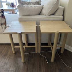 Crate & Barrel Jo Wood End Tables (2)