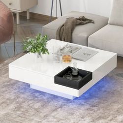 Modern LED Coffee Table – White Gloss – Brand New