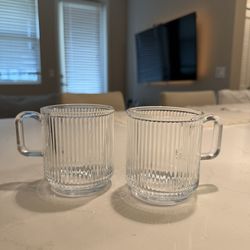 Set of 4 Ribbed Clear Cups 