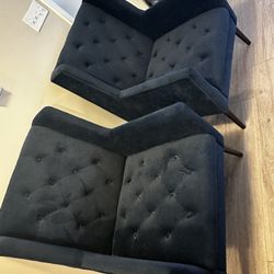 2 Blue Chairs and 2 Tv Stands Hold 55 To 75 Inch 