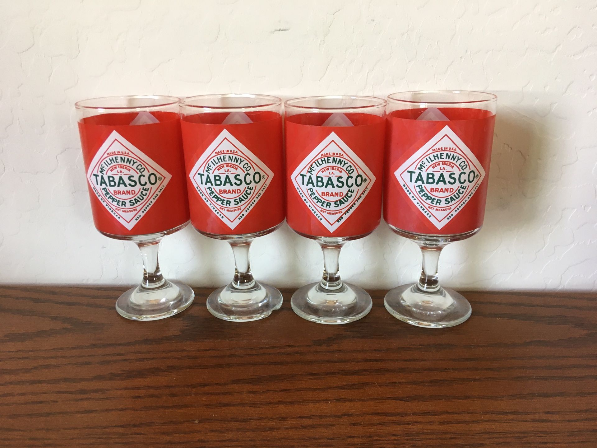 Vintage Tabasco Footed Stemmed Bloody Mary Glassware Set of 