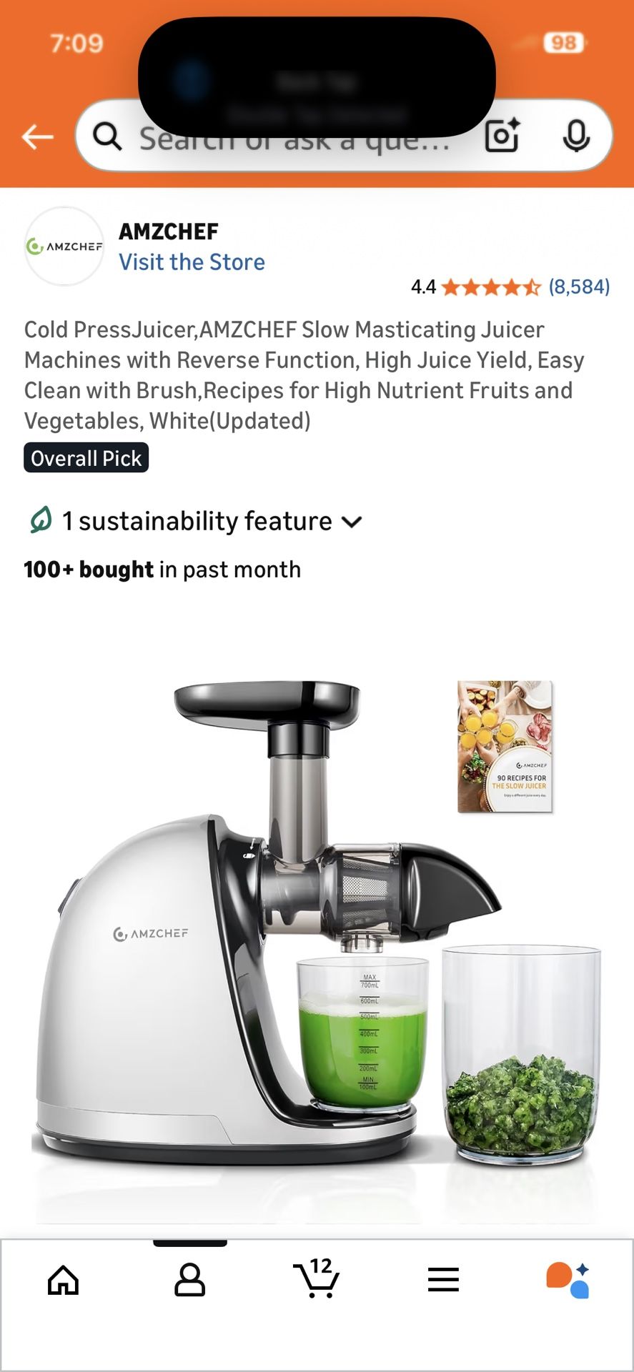 Cold PressJuicer,AMZCHEF Slow Masticating Juicer