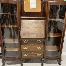 Larkin antique desk with server mahogany color.