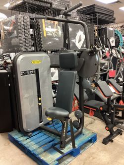 Techno gym, vertical traction lap pulldown machine with 220 pound weight stack