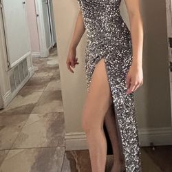 Prom Silver Sequence Dress