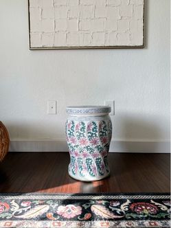 Vintage porcelain garden stool plant stand
