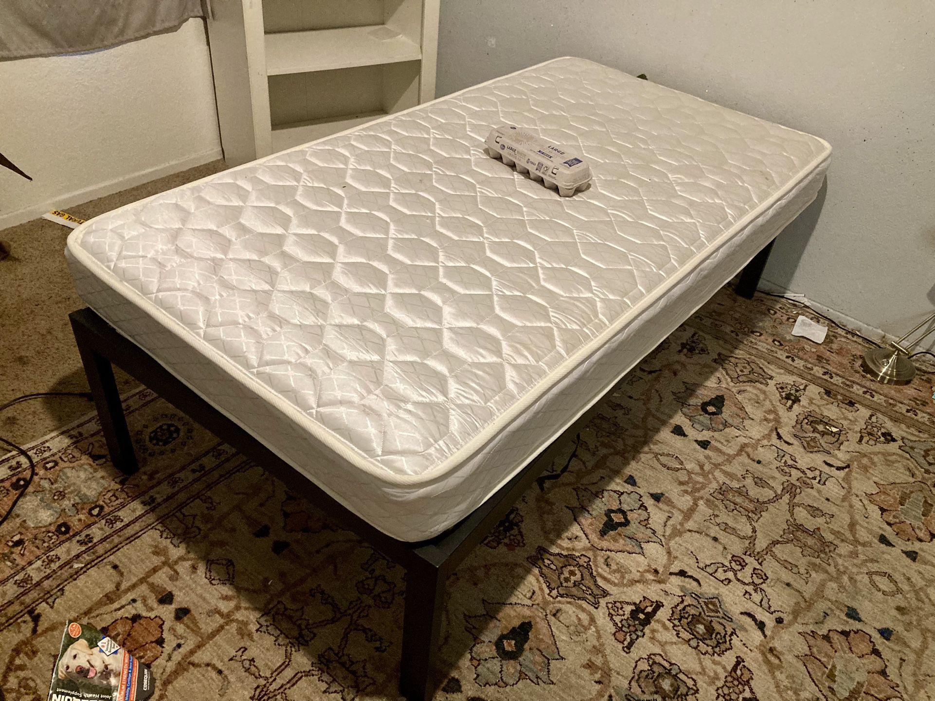 Twin Wood Bed Frame and Mattress