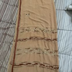 Skin & Brown Embroidered Dopata