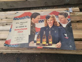 Vintage Royal Crown Cola Rita Hayworth Ad Poster