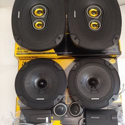 KICKER 1 PAIR 6.5" 300 WATTS COMPONENT SET WITH CROSSOVER & 1 PAIR 6×9 3 WAY 450 WATTS CAR SPEAKER