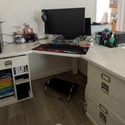 L Shaped Desk With Filing Cabinet And Storage