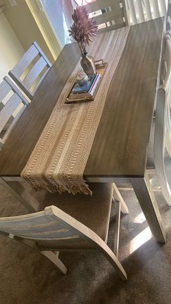 Farmhouse Dining Table with Chairs and Bench