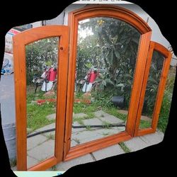 Trifold Solid Wood Trim Mirror