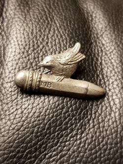 Marjolein Bastin Pewter Bird on Pencil pin, Vintage Signed MB