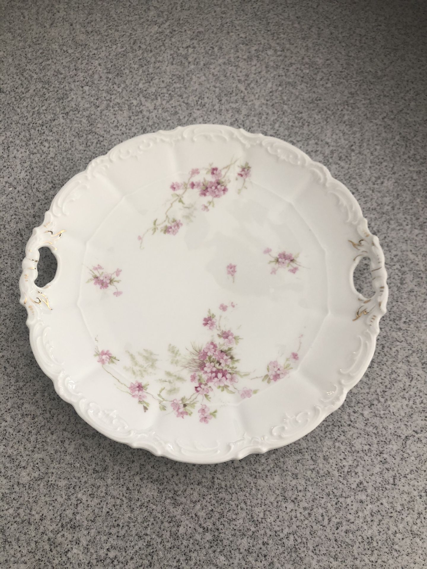 Welmar antique floral China plate with handles