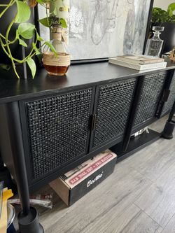 Wood and cane media console