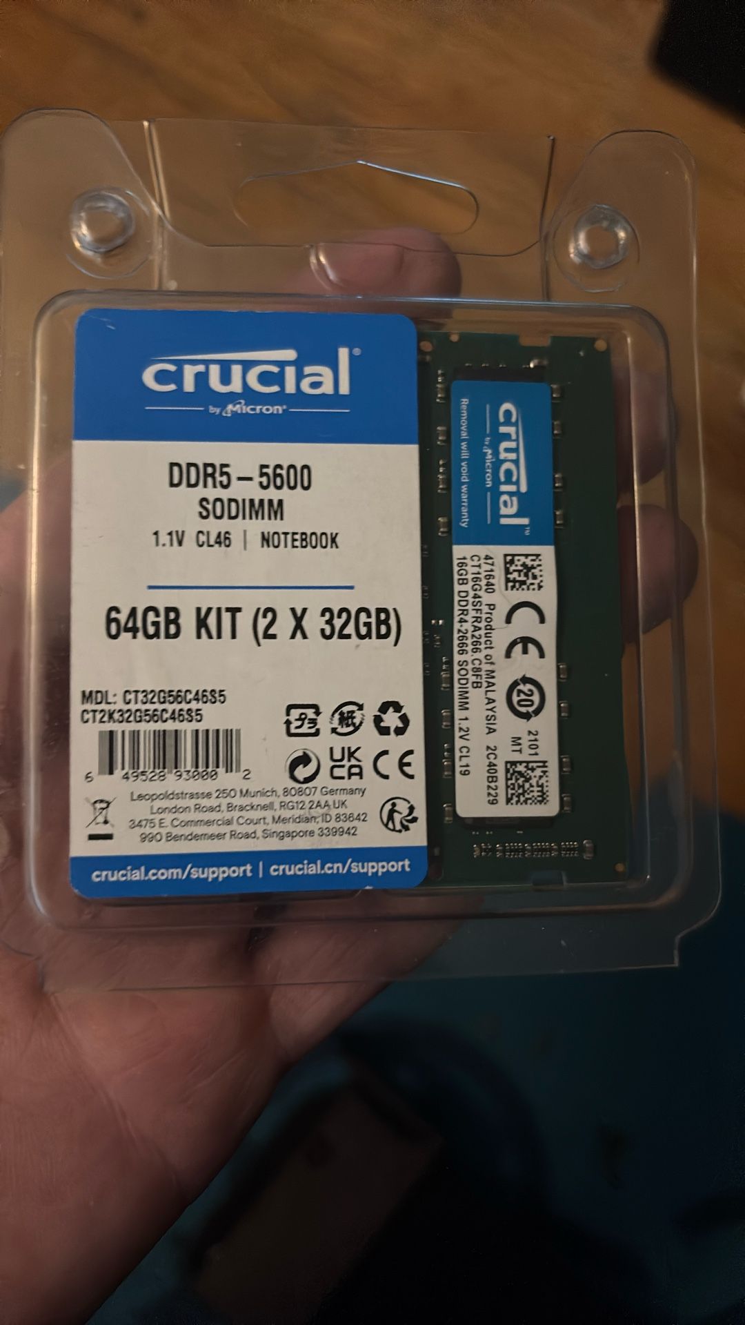 32gb (16gb x2) Crucial Sodimm RAM