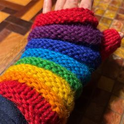 Rainbow Fingerless/Texting Gloves