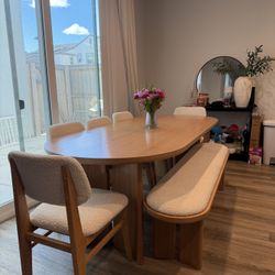 Wooden Dinner Table With Bench