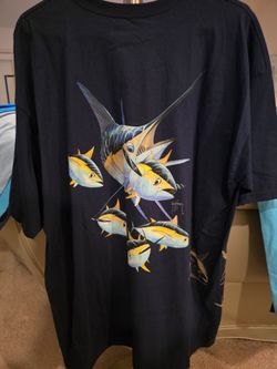 Navy Blue Marlin and Tuna Graphic T-Shirt
