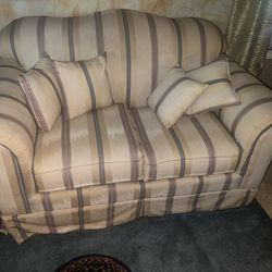 Striped Sofa and Loveseat