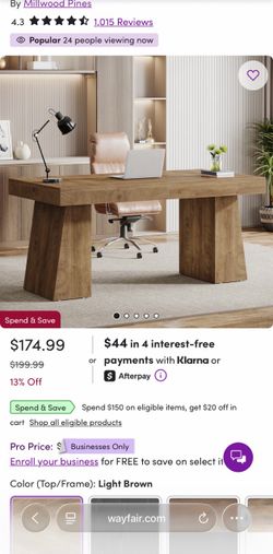 Wolbach 55 Inches Executive Desk with Double Trapezoid Base