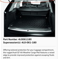 Audi Q7 Weather Tech Cargo / Trunk Mat 