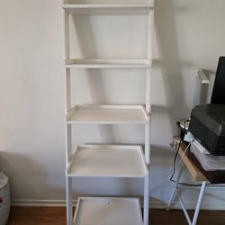 IKEA White Wooden Wall Leaning Open Ladder Shelf