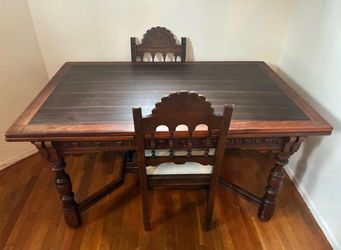 POTTERY BARN EXTENDABLE DINING TABLE 4x NEWLY UPHOLSTERED CHAIRS
