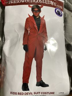 New kids red devil suit costume