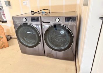 LG ThinQ Front-Load Washer and Dryer Set