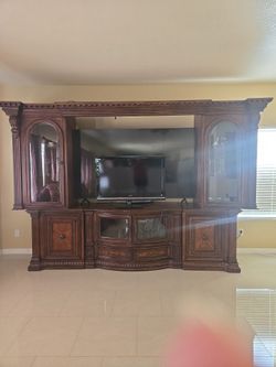 Large Wood Entertainment Center Wall Unit
