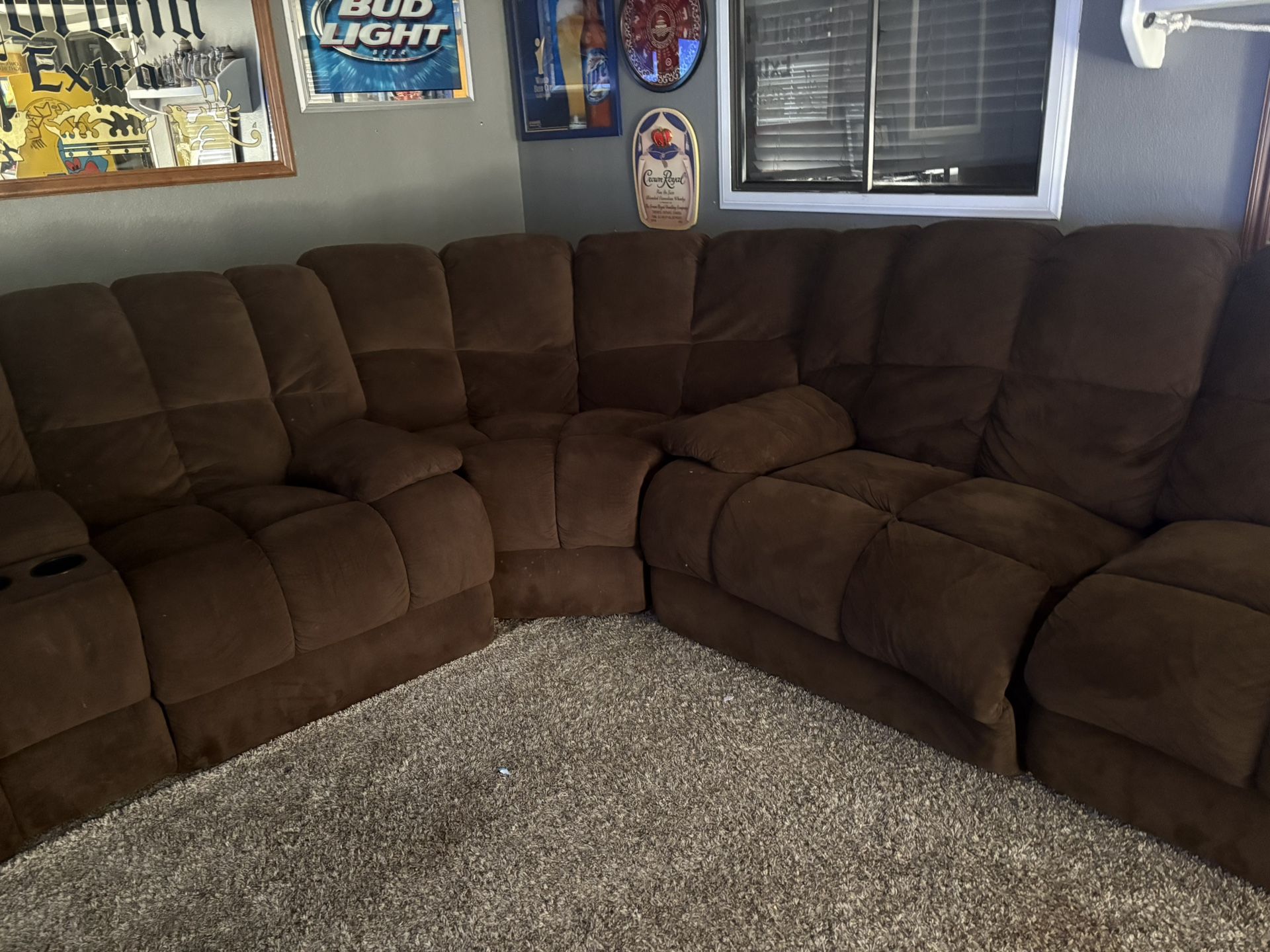 Brown Fabric Sectional Couch