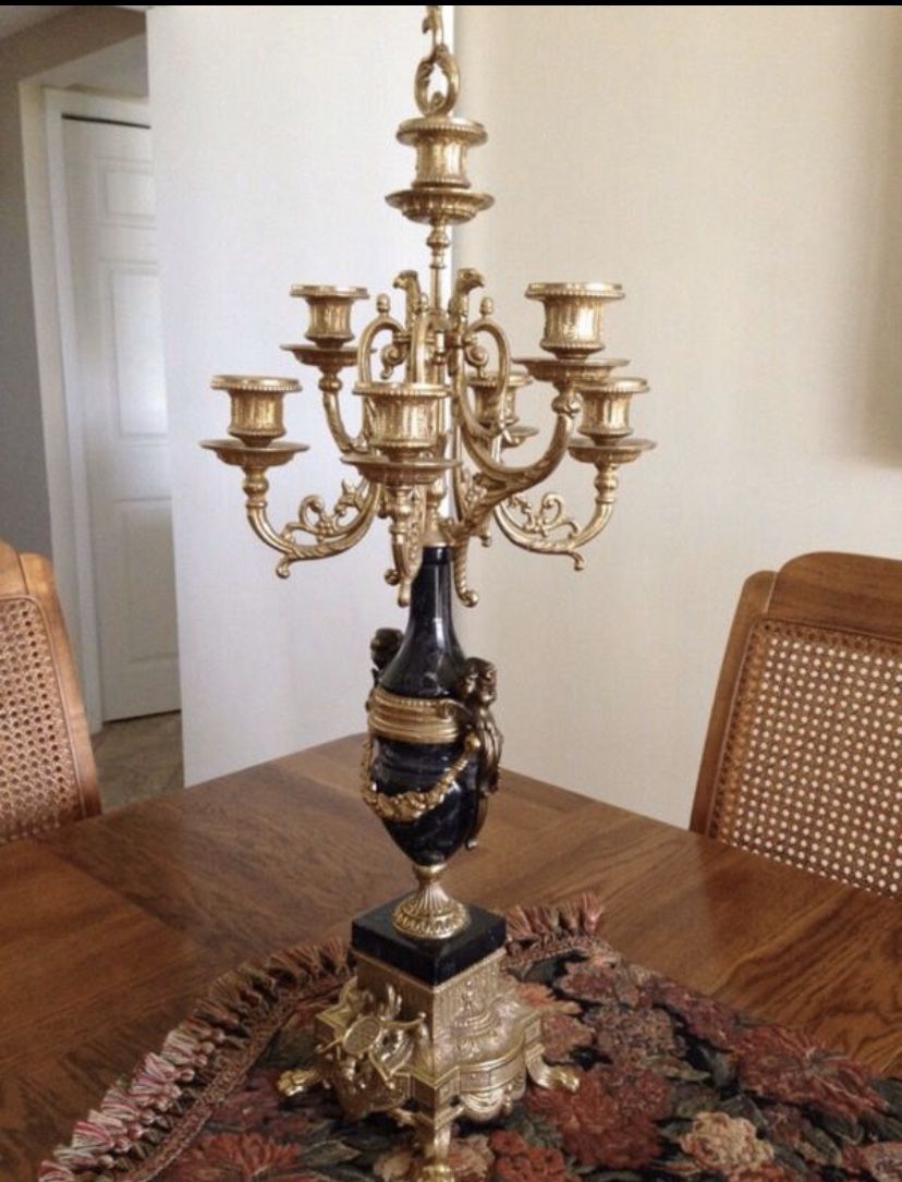 AUTHENTIC LANCINI candelabras bronze black marble