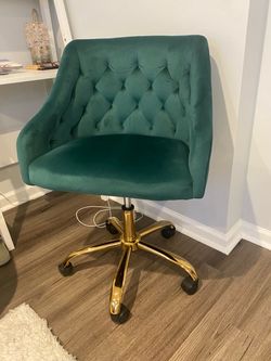 Deep Green & Gold Desk Chair