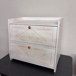 Vintage Double Layer Bread Box – Bamboo Kitchen Storage (Antique White)